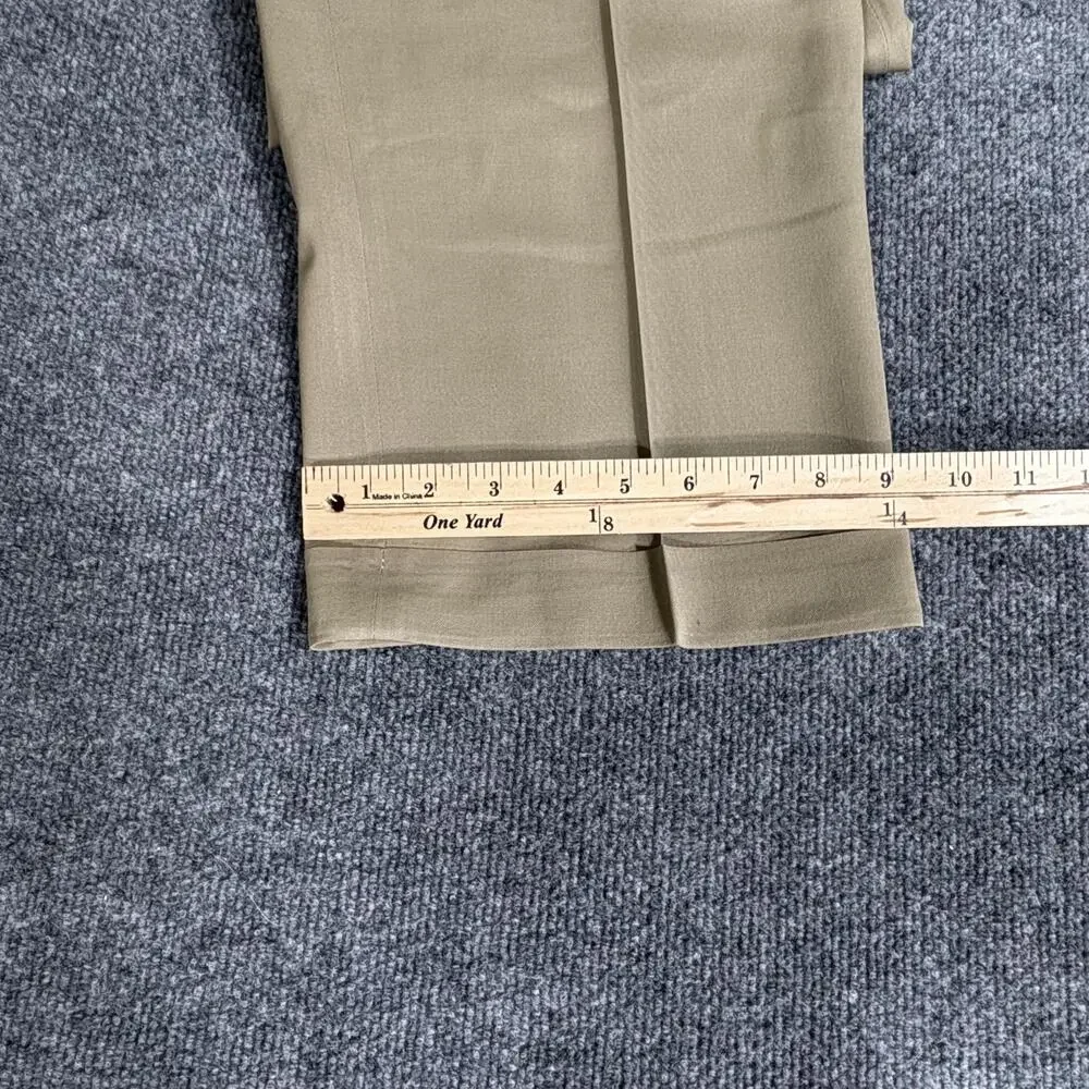 Jos A Bank Pants Mens 44L Brown Khaki 100% Wool Pleated Cuffed Dress Slacks